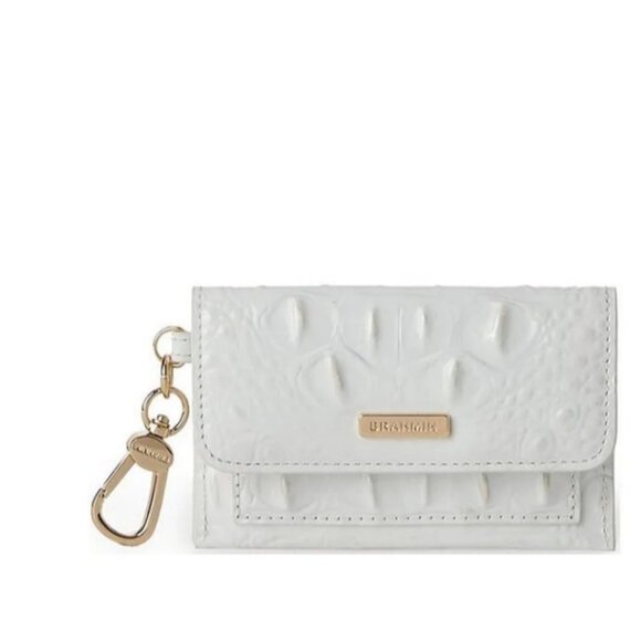 BRAHMIN Ricki croc embossed leather women's cardcase cardholder - Seasalt white - Picture 1 of 11